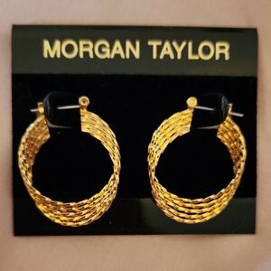 Morgan Taylor Textured Brilliant Gold Hoop Earrings